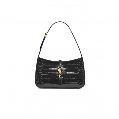 YSL LE 5 À 7 IN CROCODILE-EMBOSSED PATENT LEATHER 657228AAGKR1000 (23*16*6.5cm)